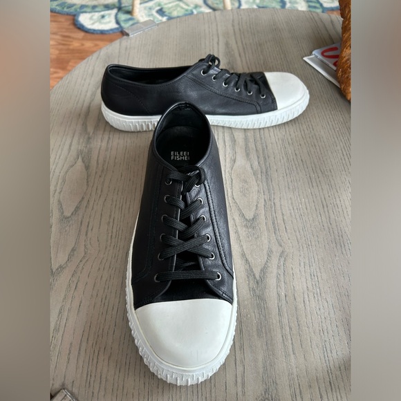 EILEEN FISHER Nod Black Leather Sneakers - Picture 8 of 11